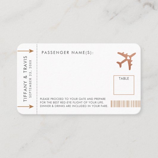 Koperskaart voor instapkaarten plaatskaartje (Voorkant)