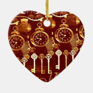 Kopersleutels en klokken Steampunk Dream Foundry H Keramisch Ornament
