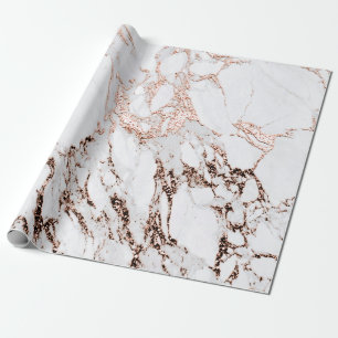 Kopersteen Roos White Metal Gray Carrara Marble St Cadeaupapier