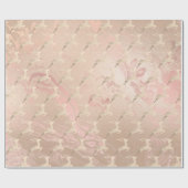 Kopersvlees Roos gouden kerstrendierpatronen marme Cadeaupapier (Vlak)