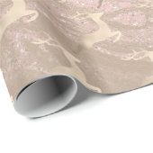 Kopersvlees Roos gouden kerstrendierpatronen marme Cadeaupapier (Rol Hoek)