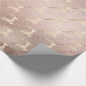 Kopersvlees Roos gouden kerstrendierpatronen marme Cadeaupapier (Hoek)