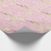 Kopersvlees Roos gouden kerstrendierpatronen marme Cadeaupapier (Hoek)