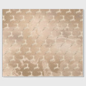 Kopersvlees Roos gouden kerstrendierpatronen marme Cadeaupapier (Vlak)