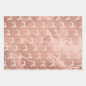 Kopersvlees Roos gouden kerstrendierpatronen marme Inpakpapier Vel (Voorkant 2)