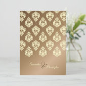 Kopertrouwuitnodigingen van Cream Damask/faux Kaart (Staand voorkant)