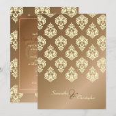 Kopertrouwuitnodigingen van Cream Damask/faux Kaart (Voorkant / Achterkant)