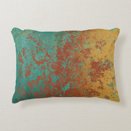 Koperturquoise Blauw Oranje bruine textuur Accent Kussen