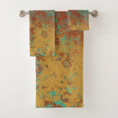 Koperturquoise Blauw Oranje bruine textuur Bad Handdoek (Insitu)