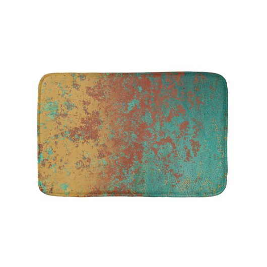 Koperturquoise Blauw Oranje bruine textuur Badmat (Voorkant)