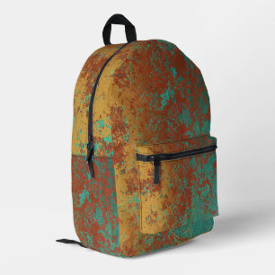Koperturquoise Blauw Oranje bruine textuur Bedrukte Rugzak
