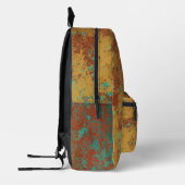 Koperturquoise Blauw Oranje bruine textuur Bedrukte Rugzak (Links)