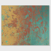 Koperturquoise Blauw Oranje bruine textuur Cadeaupapier (Vlak)