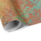 Koperturquoise Blauw Oranje bruine textuur Cadeaupapier (Rol Hoek)