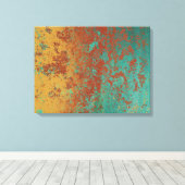 Koperturquoise Blauw Oranje bruine textuur Canvas Afdruk (Insitu (Houten vloer))