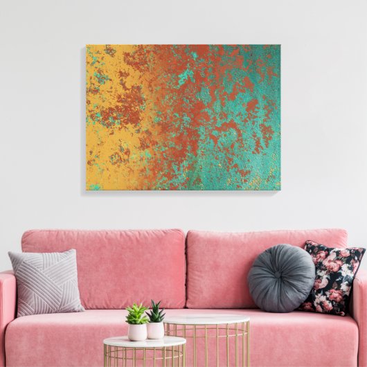 Koperturquoise Blauw Oranje bruine textuur Canvas Afdruk (Insitu (Woonkamer))