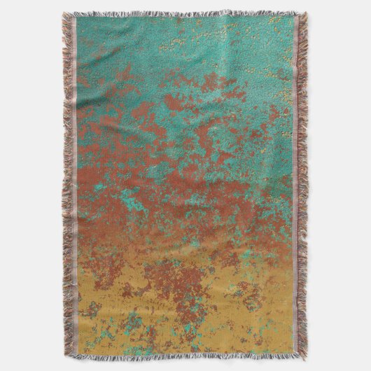 Koperturquoise Blauw Oranje bruine textuur Deken (Voorkant Verticaal)