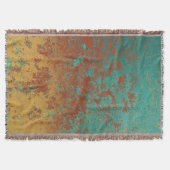 Koperturquoise Blauw Oranje bruine textuur Deken (Voorkant)