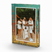 Koperturquoise Blauw Oranje bruine textuur Fotoblokken (Rechts)