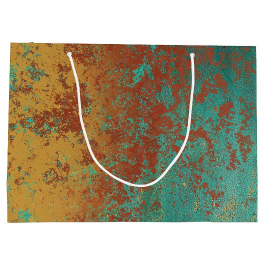 Koperturquoise Blauw Oranje bruine textuur Groot Cadeauzakje (Achterkant)