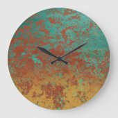 Koperturquoise Blauw Oranje bruine textuur Grote Klok (Voorkant)
