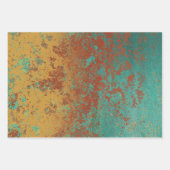 Koperturquoise Blauw Oranje bruine textuur Inpakpapier Vel (Voorkant 3)