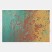 Koperturquoise Blauw Oranje bruine textuur Inpakpapier Vel (Voorkant 2)