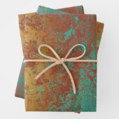 Koperturquoise Blauw Oranje bruine textuur Inpakpapier Vel (In situ)