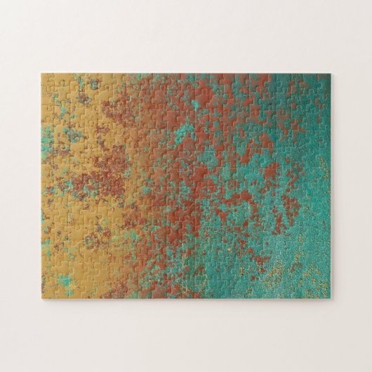 Koperturquoise Blauw Oranje bruine textuur Legpuzzel (Horizontaal)