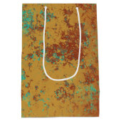 Koperturquoise Blauw Oranje bruine textuur Medium Cadeauzakje (Achterkant)