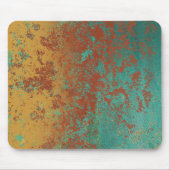 Koperturquoise Blauw Oranje bruine textuur Muismat (Voorkant)