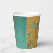 Koperturquoise Blauw Oranje bruine textuur Papieren Bekers (Rechts)