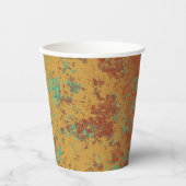 Koperturquoise Blauw Oranje bruine textuur Papieren Bekers (Voorkant)
