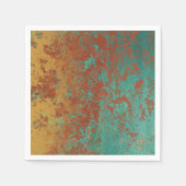 Koperturquoise Blauw Oranje bruine textuur Servet (Voorkant)