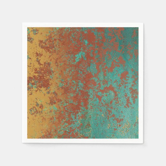 Koperturquoise Blauw Oranje bruine textuur Servet (Voorkant)