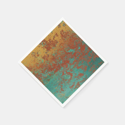 Koperturquoise Blauw Oranje bruine textuur Servet (Hoek)