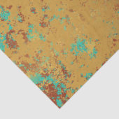 Koperturquoise Blauw Oranje bruine textuur Tissuepapier (Detail)