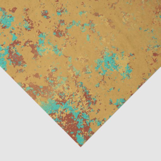 Koperturquoise Blauw Oranje bruine textuur Tissuepapier (Detail)