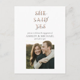 KOPERTYPOGRAFIE Foto Huwelijksverlovingsfeest Aankondigingskaart