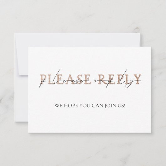 KOPERTYPOGRAFIE Hand Lettered Wedding RSVP Kaart (Voorkant)