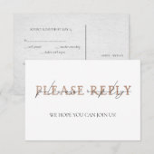 KOPERTYPOGRAFIE Hand Lettered Wedding RSVP Kaart (Voorkant / Achterkant)
