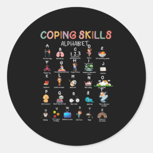 Kopervaardigheden Alfabet Mental Health Awareness Ronde Sticker
