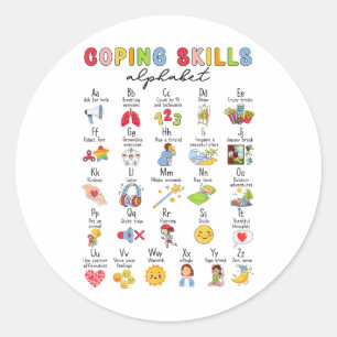 Kopervaardigheden Alfabet Mental Health Awareness  Ronde Sticker