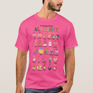 Kopervaardigheden Alfabet Mental Health Matets Tea T-shirt