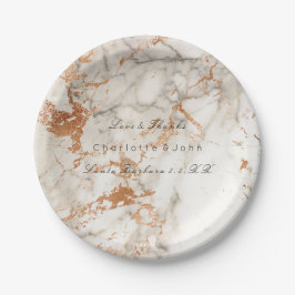 Kopervlek White Rose Gold marble Wedding Vip Papieren Bordje
