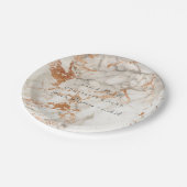 Kopervlek White Rose Gold marble Wedding Vip Papieren Bordje (Gekanteld)