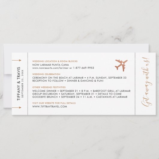 Kopervliegbiljet slaat de datum op aankondiging (Achterkant)