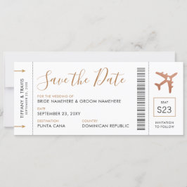 Kopervliegbiljet slaat de datum op aankondiging