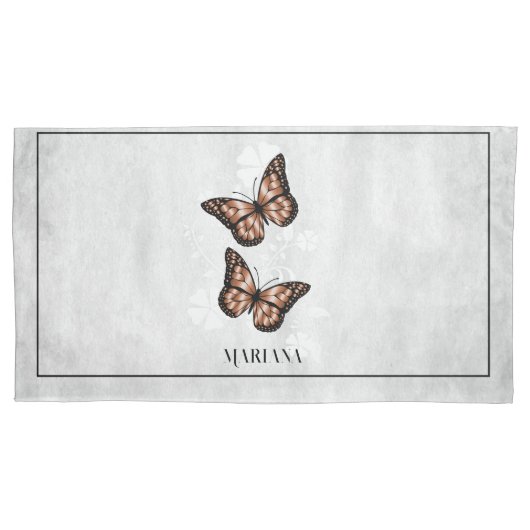Kopervlinder Hoesje van Floral Pillow Kussensloop (Voorkant)