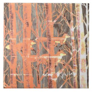  kopervos hout op grijs gesteente tegeltje